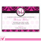 Printable Personalized Damask Hot Pink Birthday Anniversary Party Invitation