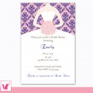 30 Personalized Damask Navy Blue Pink Bridal Shower Invitations