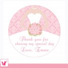 40 Personalized Personalized Damask Pink Thank You Tags - Bridal Shower