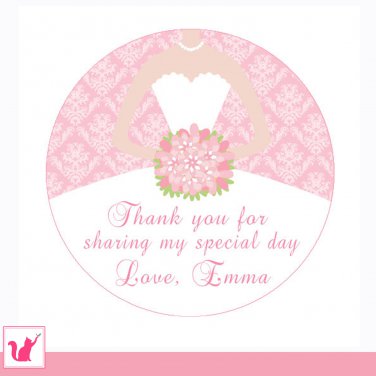 40 Personalized Personalized Damask Pink Thank You Tags - Bridal Shower