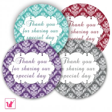 40 Personalized Damask Vintage Thank You Tags - Suitable For Any Occasion
