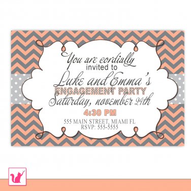 30 Personalized Chevron Bridal Shower Wedding Engagement Rehearsal Dinner Invitation