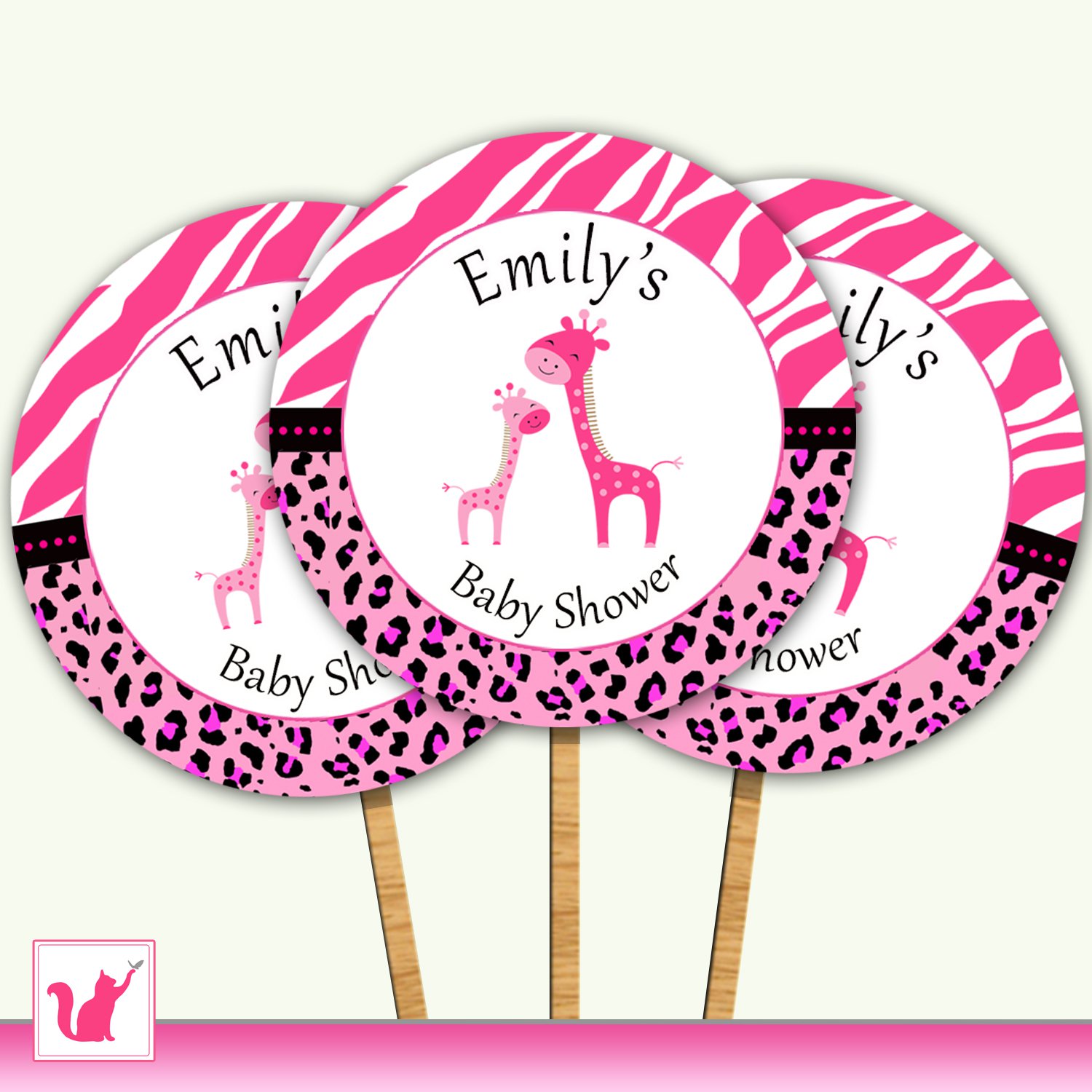 Printable Personalized Jungle Giraffe Cupcake Topper