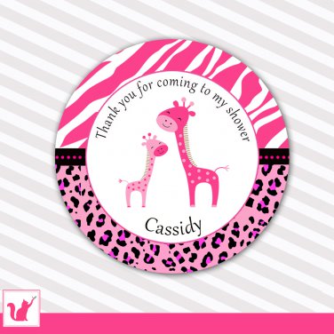 40 Personalized Adorable Jungle Giraffe Thank You Tags - Baby Shower Birthday