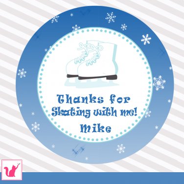 Printable Personalized Ice Skate Thank You Tags - Birthday Boy