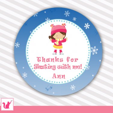 Printable Personalized Ice Skating Girl Thank You Tags - Birthday Girl