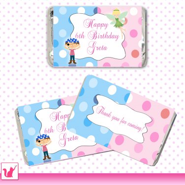 Printable Personalized Cute Pirate Fairy Mini Candy Wrapper - Birthday Party