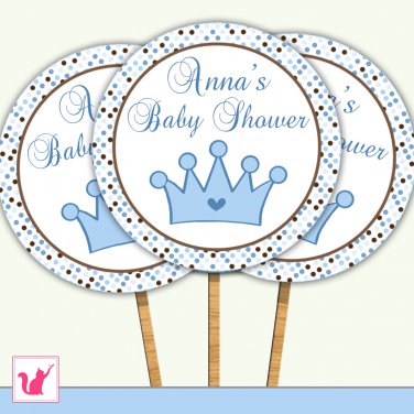 Printable Personalized Cute Prince Cupcake Topper 2 - Baby Shower Birthday