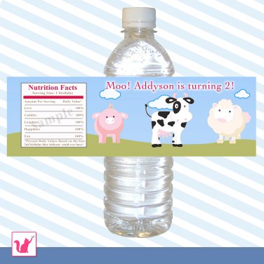 25 Personalized Cute Barn Water Bottle Label Wrappers - Baby Shower Birthday Party