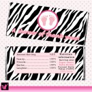 30 Pink Zebra Thank You Candy Bar Wrapper - Baby Shower