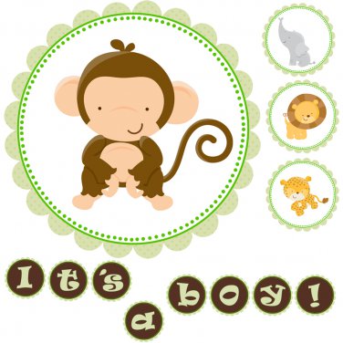 Hand Made Personalized Jungle Green Banner - Baby Shower Birthday Customized For Any Occassion