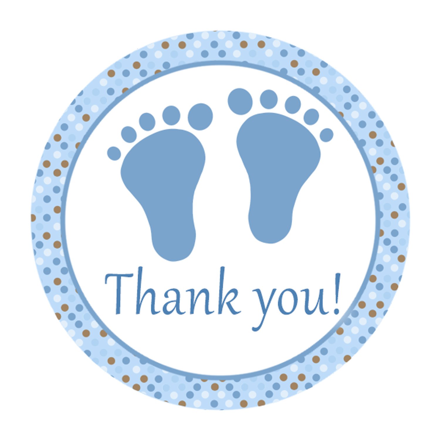 Printable Cute Blue Brown Polka Dots Baby Feet Thank You Tags Baby 