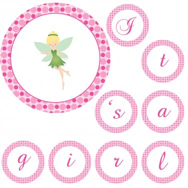 Hand Made Personalized Green Fairy Banner - Baby Shower Birthday Customizable For Any Occassion