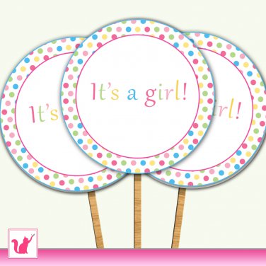20 Personalized Sweetshop Candyland Cupcake Topper - Baby Shower Party