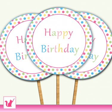 20 Personalized Sweetshop Candyland Cupcake Topper - Birthday Party