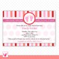 Printable Personalized Cute Pink Red Stripes Baby Feet - Baby Shower Invitations