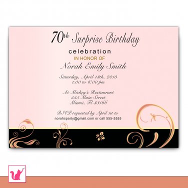Printable Personalized Coral Pink Floral Birthday Invitation - Suitable for other ocassions