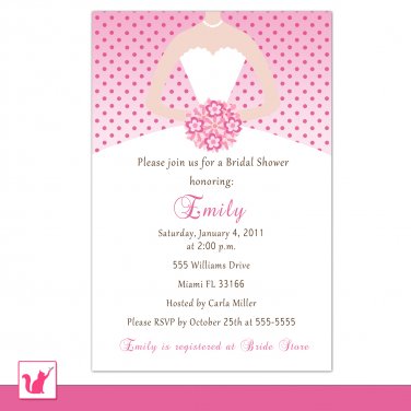 Printable Personalized Pink Polka Dots Bride - Bridal Shower Invitations