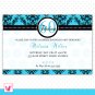 Printable Personalized Damask Turquoise Teal Birthday Anniversary Party Invitation