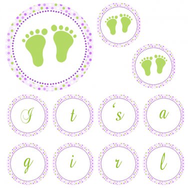 Hand Made Personalized Green Baby Feet Banner - Baby Shower Birthday Customizable For Any Occassion