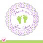 40 Personalized Cute Polka Dots Lime Purple Baby Feet Thank You Tags - Baby Shower Party
