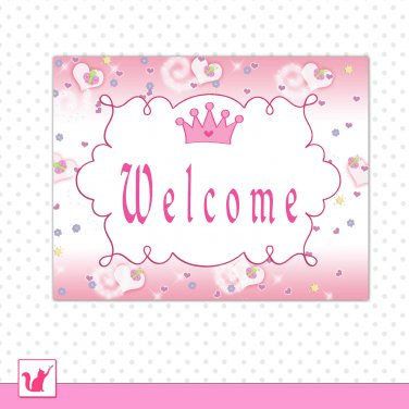 Printable Personalizable Pink Princess Butterfly Welcome Sign - Birthday Baby Shower Any Occassion