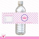 Printable Personalized Pink Purple Princess Star Water Bottle Label Wrappers - Birthday Party