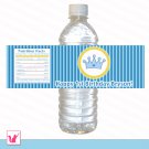 Printable Personalized Blue Stripes Prince Water Bottle Label Wrappers - Birthday Party