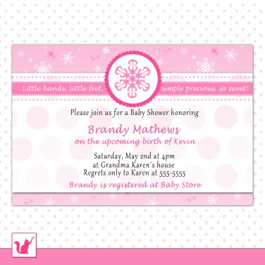 Printable Personalized Pink Winter Wonderland Baby Shower Invitations - Birthday Any Occassion