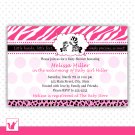 30 Personalized Cute Zebra Baby Shower Invitation - Pink Jungle Leopard Birthday Any Occassion