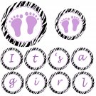 Hand Made Personalized Purple Baby Feet Jungle Banner - Baby Shower Birthday Customizable