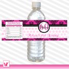 25 Personalized Dainty Damask Hot Pink Birthday Water Bottle Labels - Custom Occassion Wraps