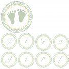 Hand Made Personalized Green Damask Baby Feet Banner - Baby Shower Customizable For Any Occassion