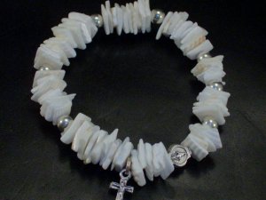 White Puka Shells & Silver     $21.99   Small  6"