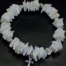 White Puka Shells & Silver     $21.99   Medium 6 1/2"