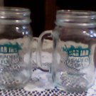 (2) bar jars,glasses w/handles mexico unleaded fuel neat