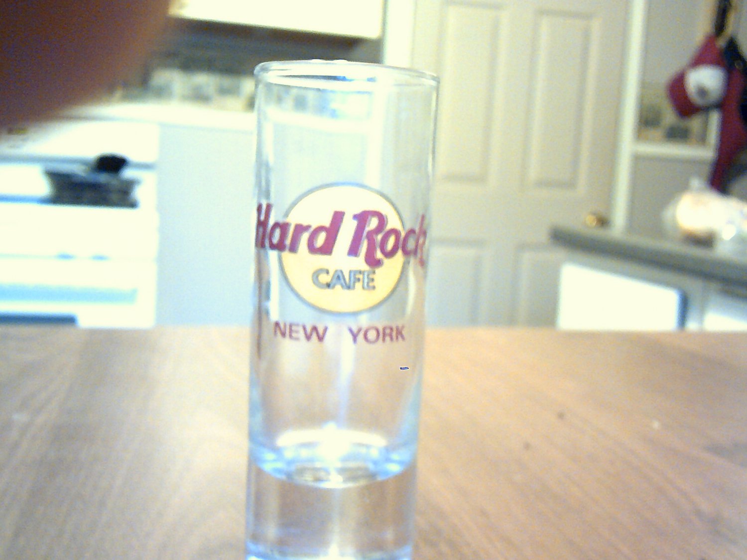 tall clear glass collectable shot glass hard rock cafe new york