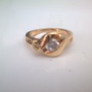 18k gold plated ring with clear cubic zirconia stones size 7