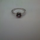 silver plated ring with multi-colored cz stone size 7