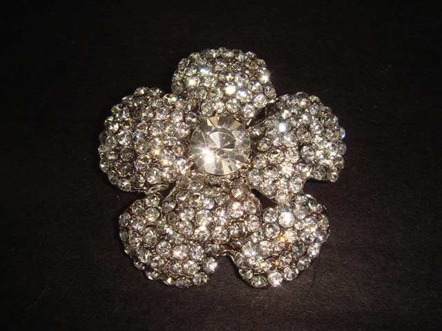 Bridal Flower Cake topper Rhinestone Brooch pin PI358