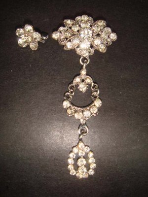 2 pcs Bridal Vintage Style Rhinestone Brooch pin Pi158