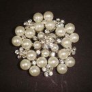 Bridal Faux Pearl Cake top Rhinestone pin brooch PI423
