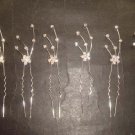 6 Bridal crystal veil prom Rhinestone Hairpin RP167