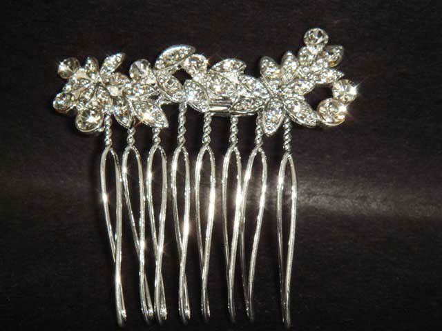 Bridal crystal Flower Rhinestone Hair tiara Comb RB291