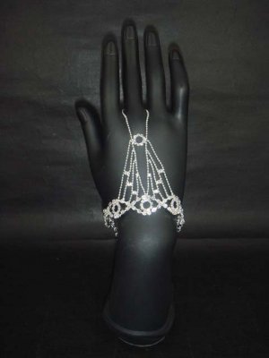 Sexy Rhinestone cuff slave Bracelet with ring BR196