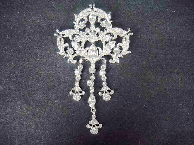 Bridal vintage style dress Rhinestone Brooch pin PI410