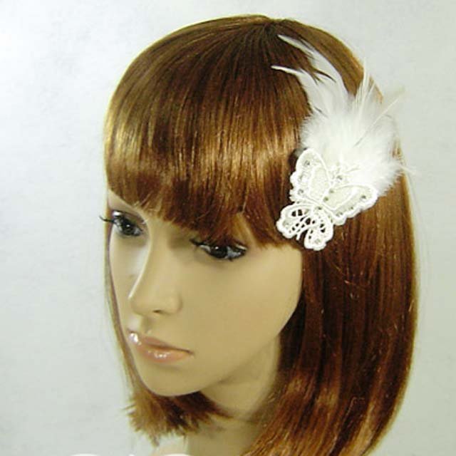 Bridal Feather Butterfly rhinestone hair clip BA136