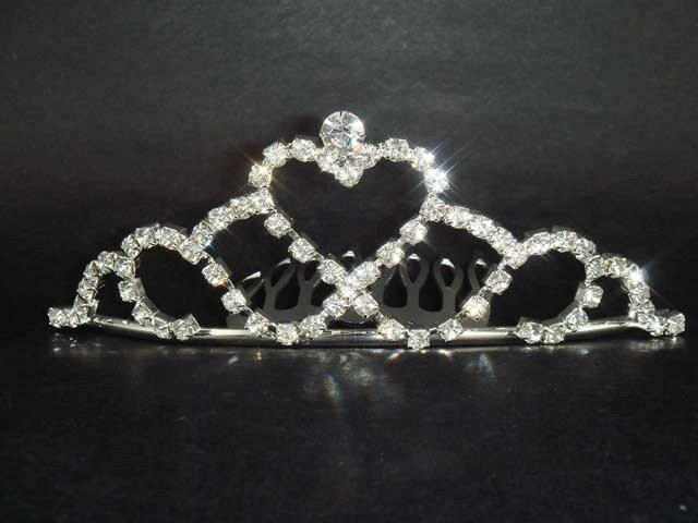 Bridal Rhinestone heart hair tiara comb crown C41