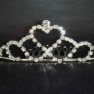 Bridal Rhinestone heart hair tiara comb crown C41