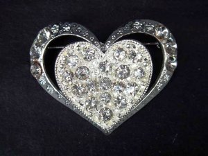Bridal Heart Crystal Rhinestone Brooch pin PI310